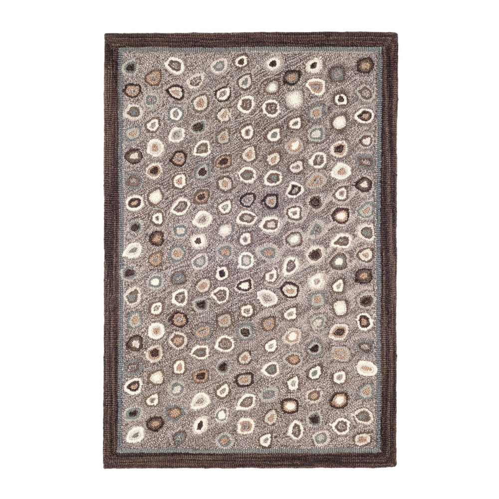 Cat's Paw Grey Micro Hooked Wool Rug 2' x 3'