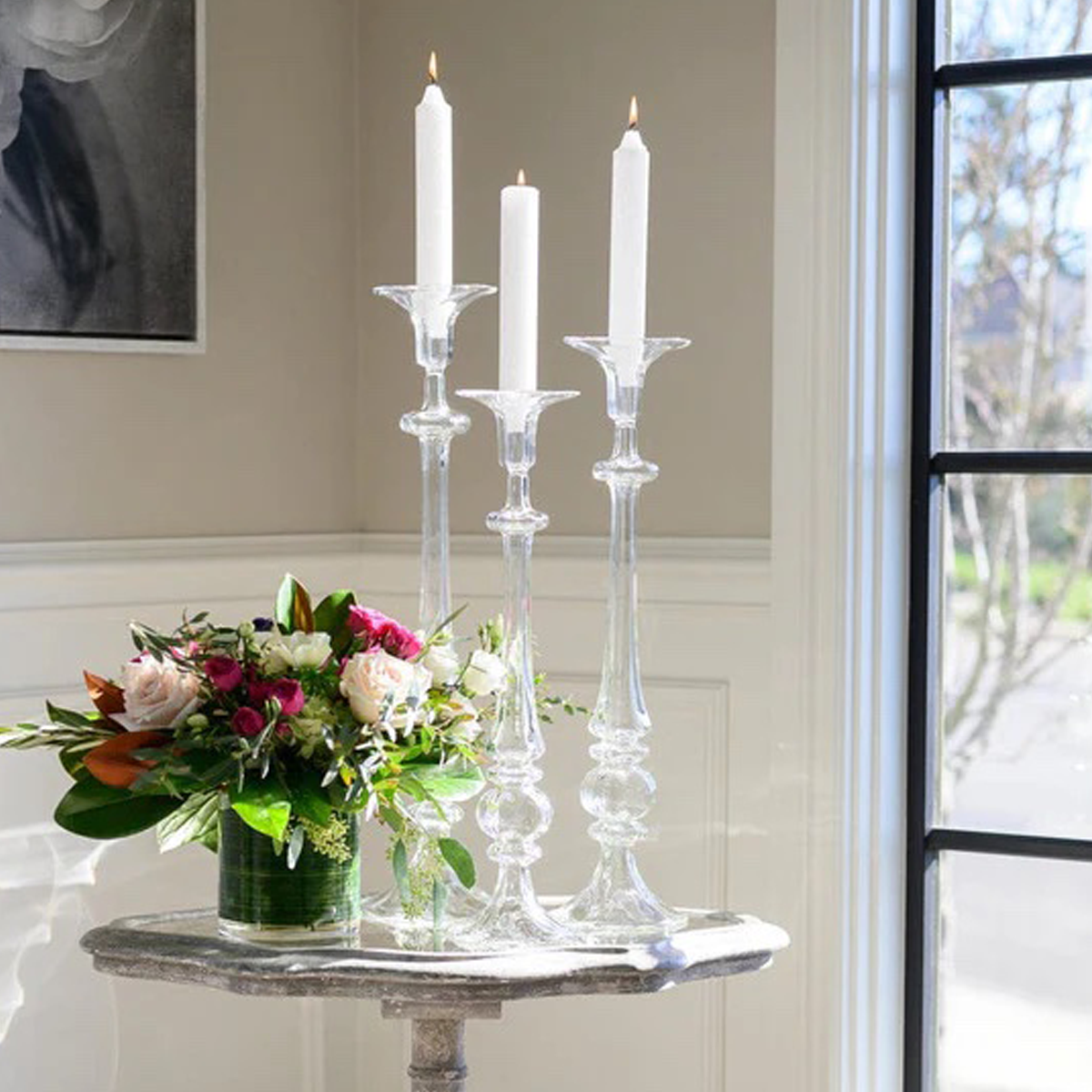 Alberto Glass Candlesticks – Misto Lino