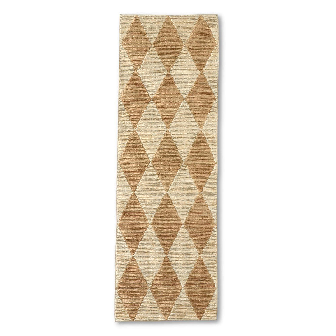 Jute Diamond Handwoven Runner Natural & Tan 2.5' x 8'