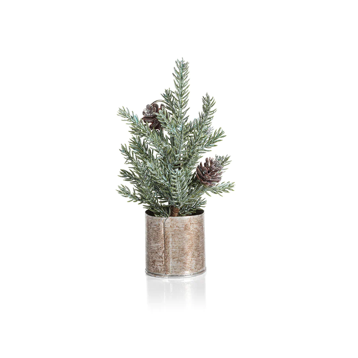 Pine In Silver Bucket Place Card Holder