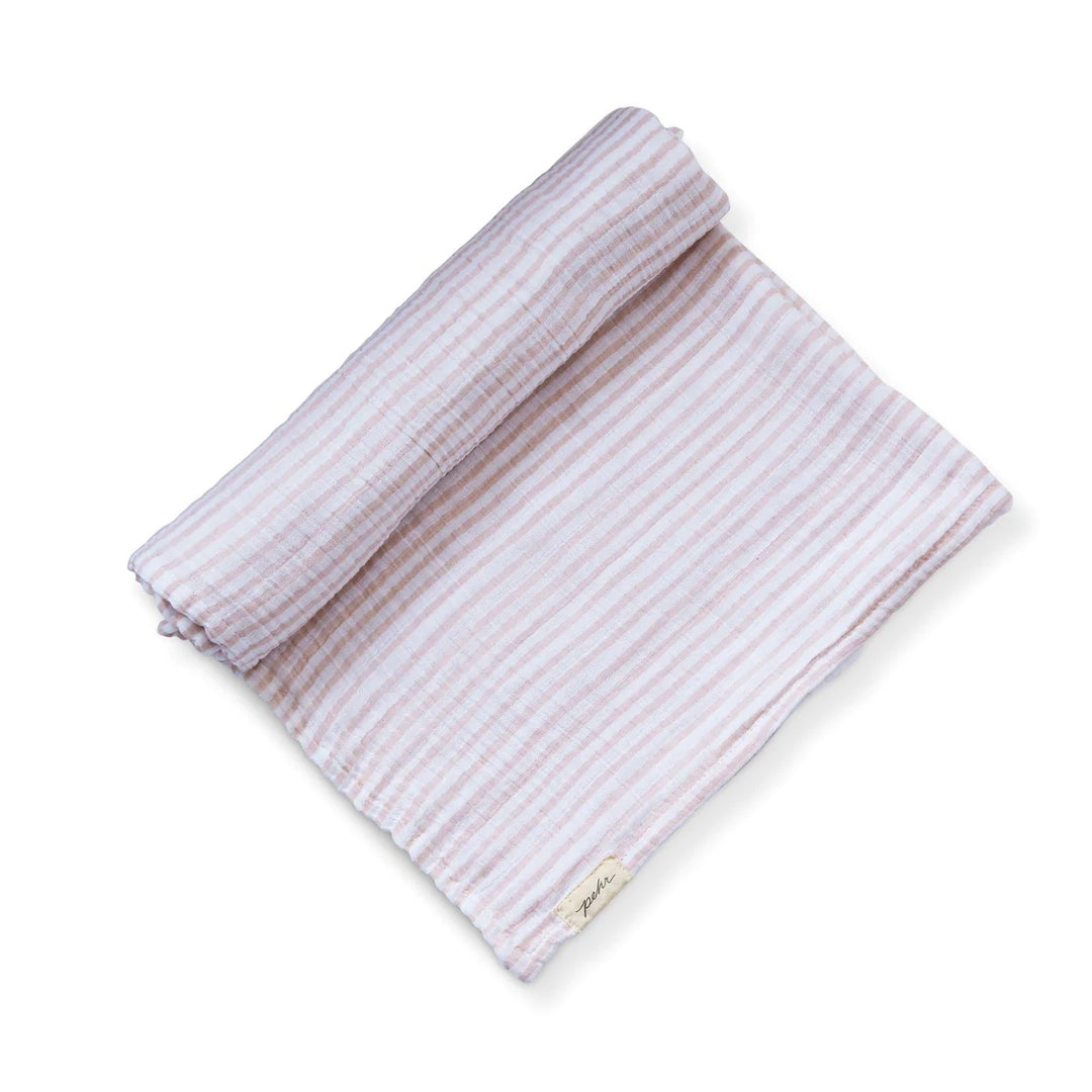 Organic Striped Muslin Swaddle in Petal