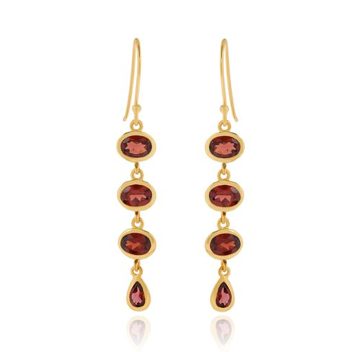 Four Garnet Drop Earrings