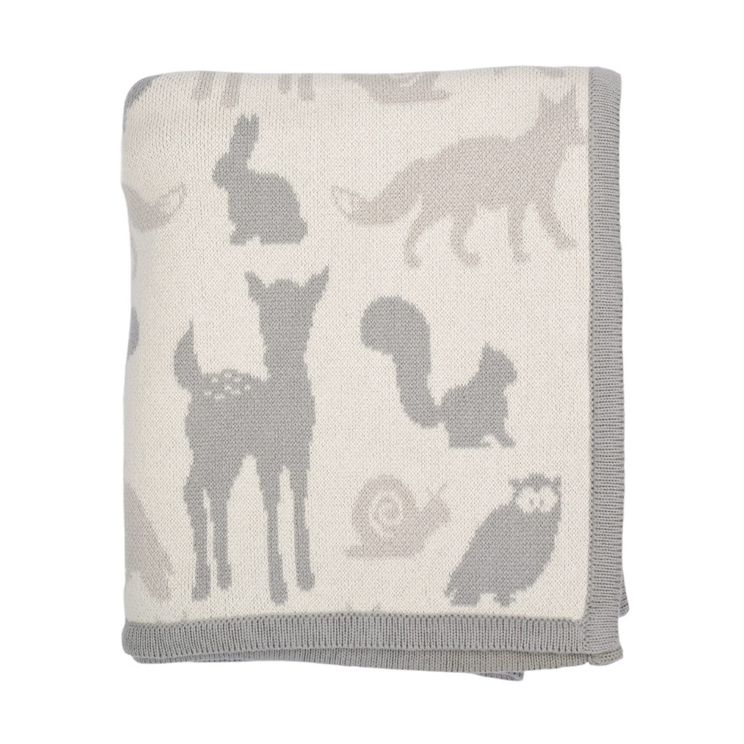 Woodland Animals Baby Blanket Grey