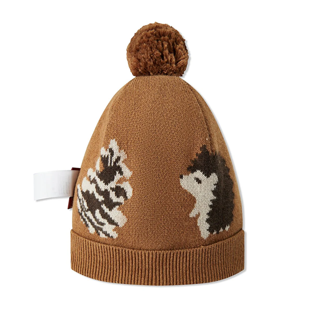 Pinecone & Hedgehog Knit Pom Beanie 12 - 24M