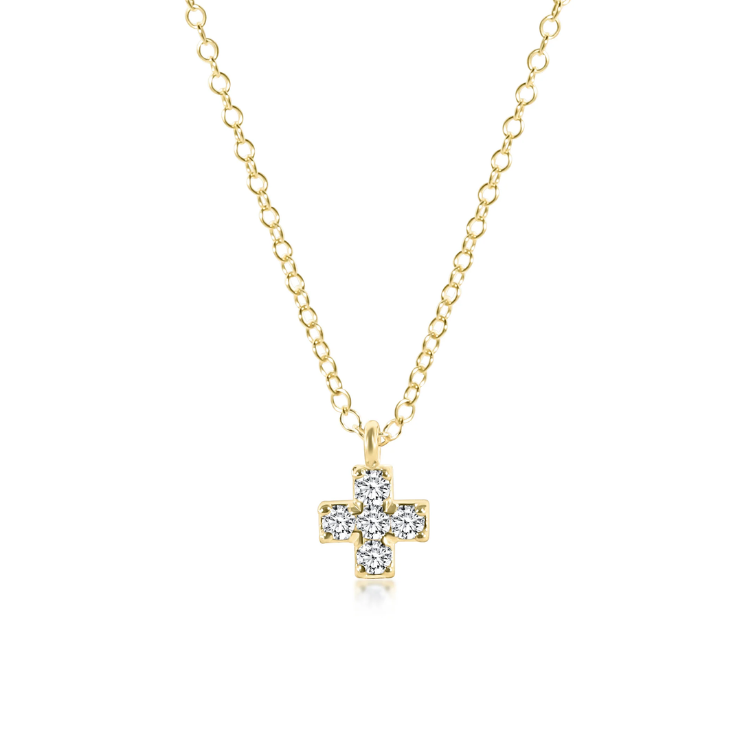 Adjustable 14K Gold And Diamond Signature Cross Necklace