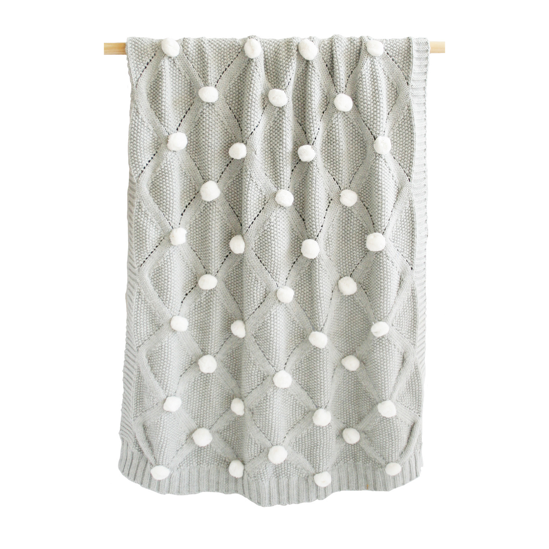 Organic Cotton Pom Pom Blanket