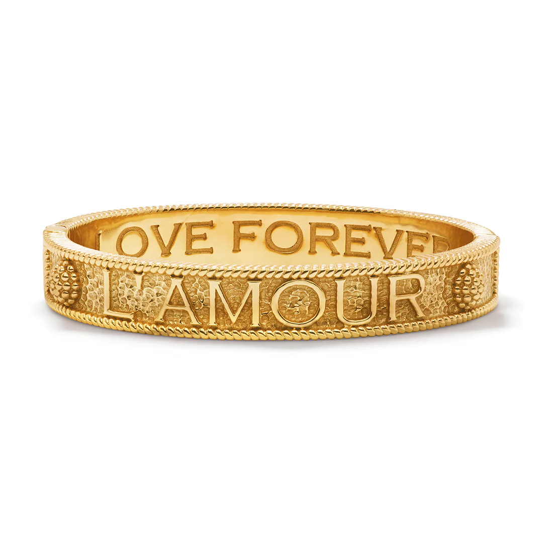 L'amour Toujour Hinged Bangle in Gold
