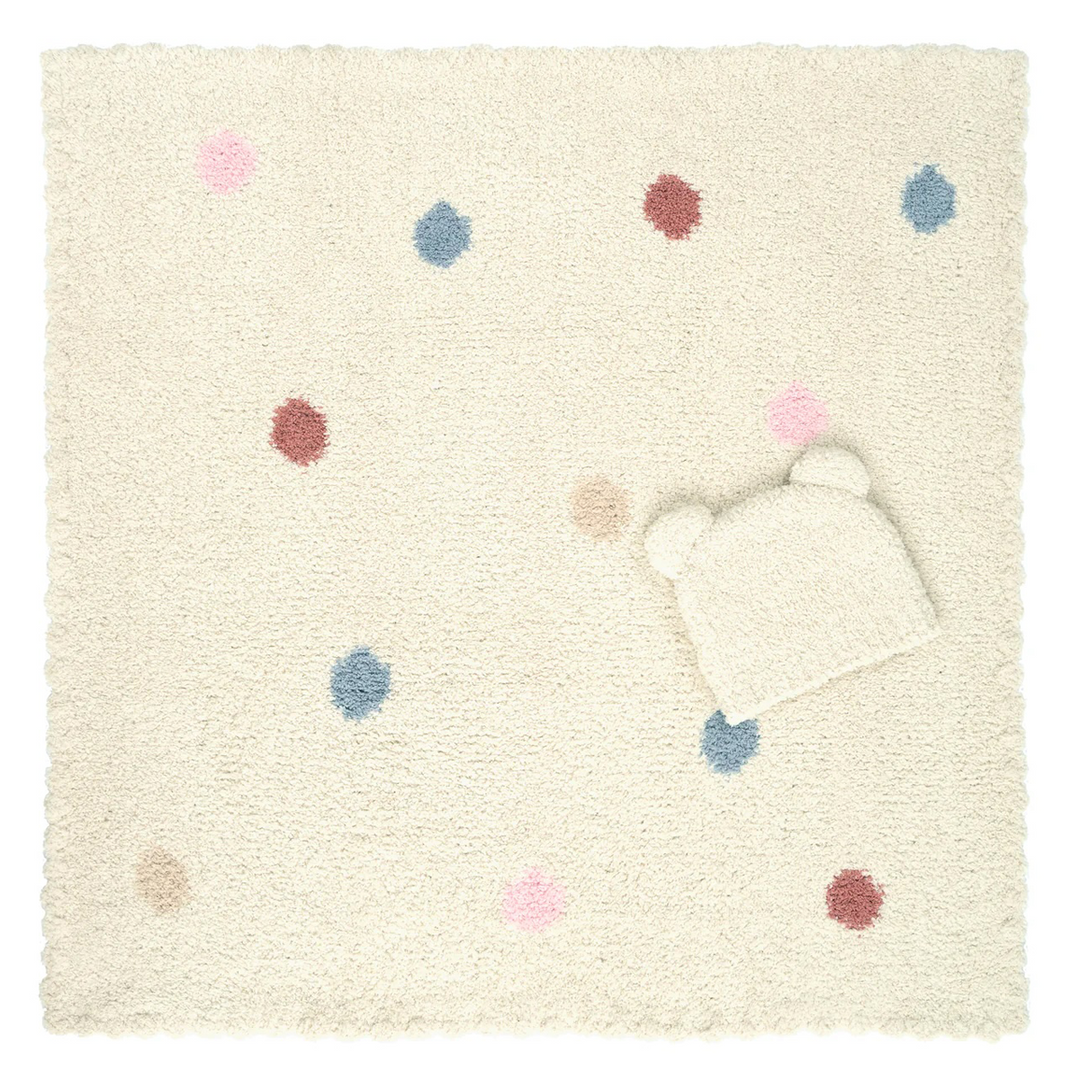 Baby Blanket And Bear Cap Set Linen Polka Dot