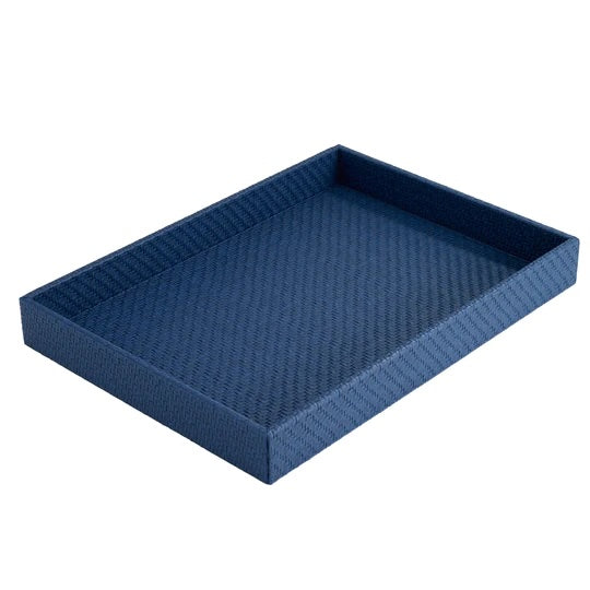 Wicker Rect Tray Navy