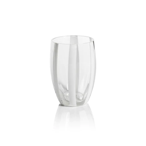 Portofino Stemless Clear Glass With White Stripes