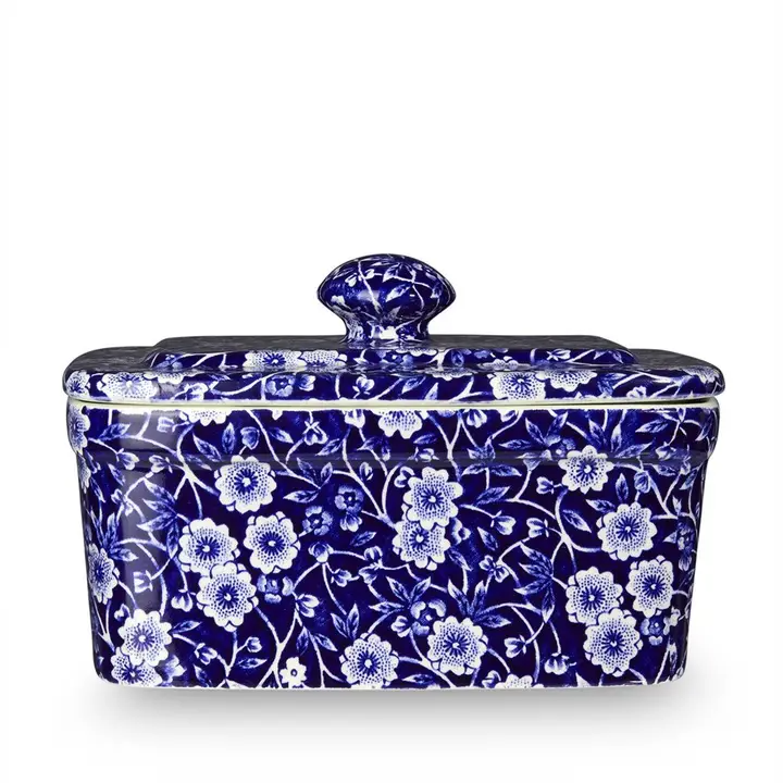 Blue Calico Butter Dish By Burleigh