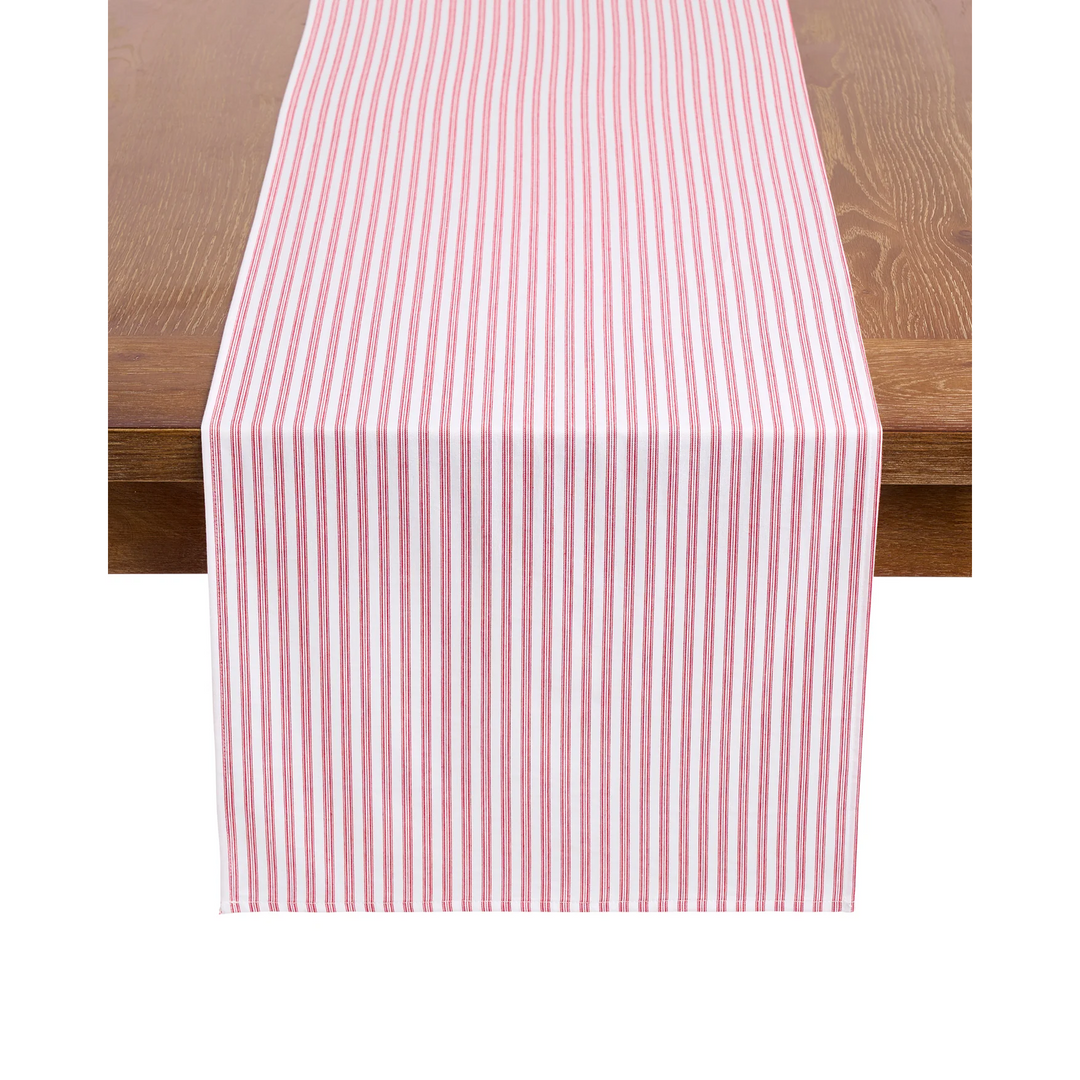 Antique Red Ticking Stripe Table Runner 16" x 108"