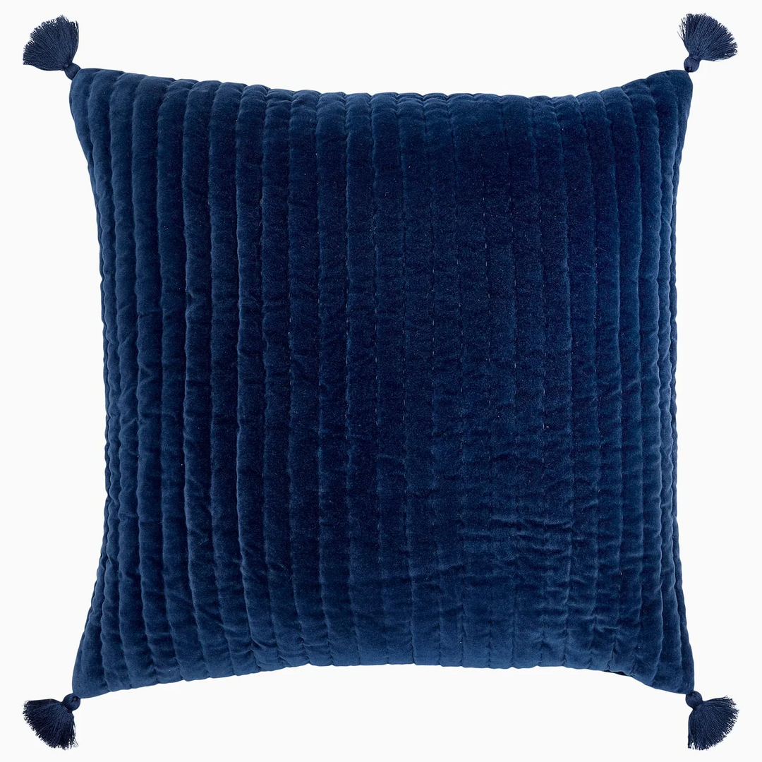 Velvet Pillow Indigo 22" X 22"