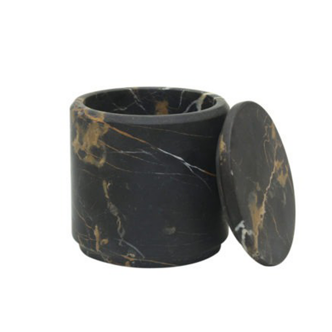 Eris Marble Canister With Lid Black/Gold