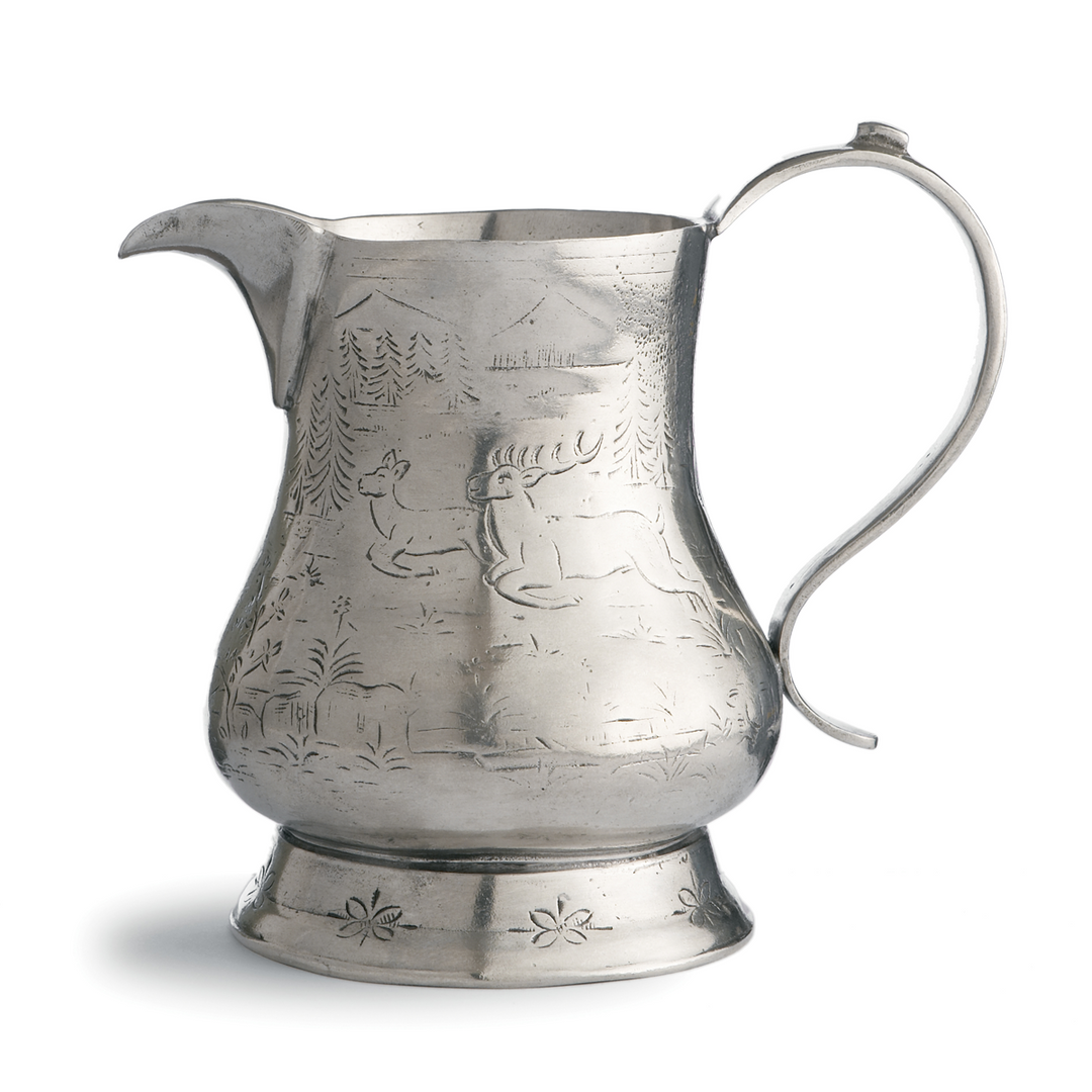 Vintage Pewter Pitcher With Deer