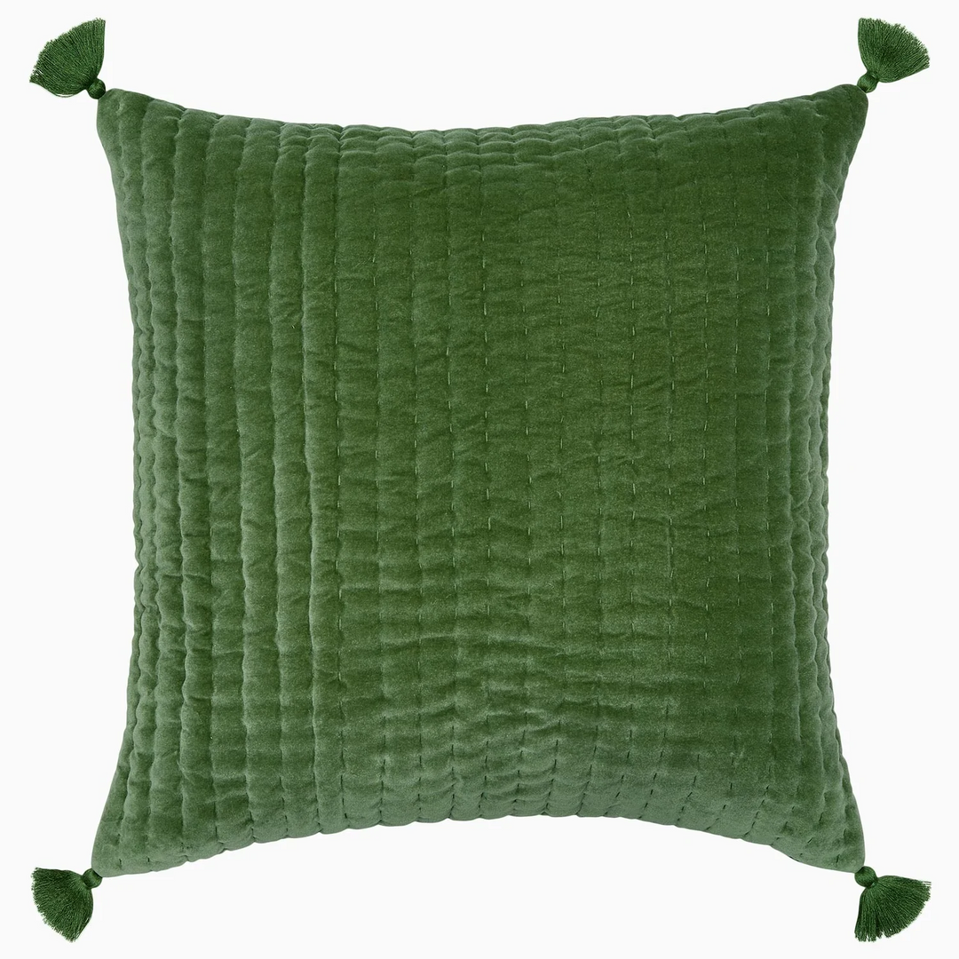 Velvet Pillow Moss 22" X 22"