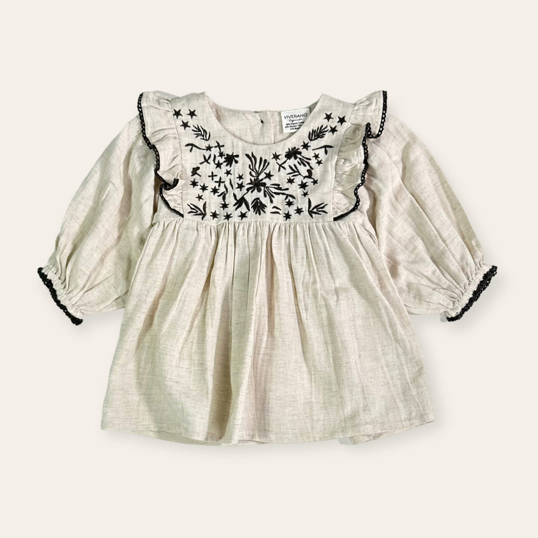 Embroidered Ruffle Flare Dress + Bloomer