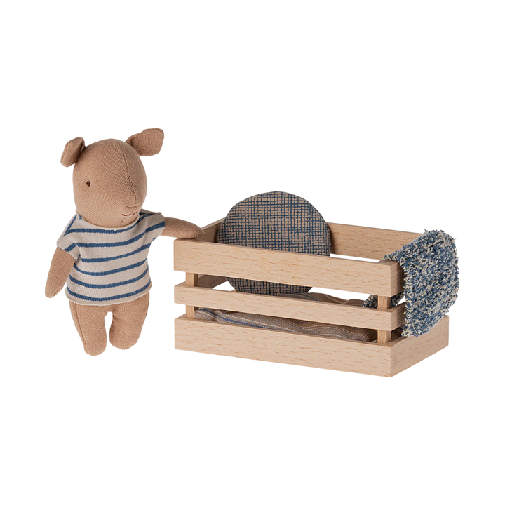 Maileg - Pig In Box Baby - Blue