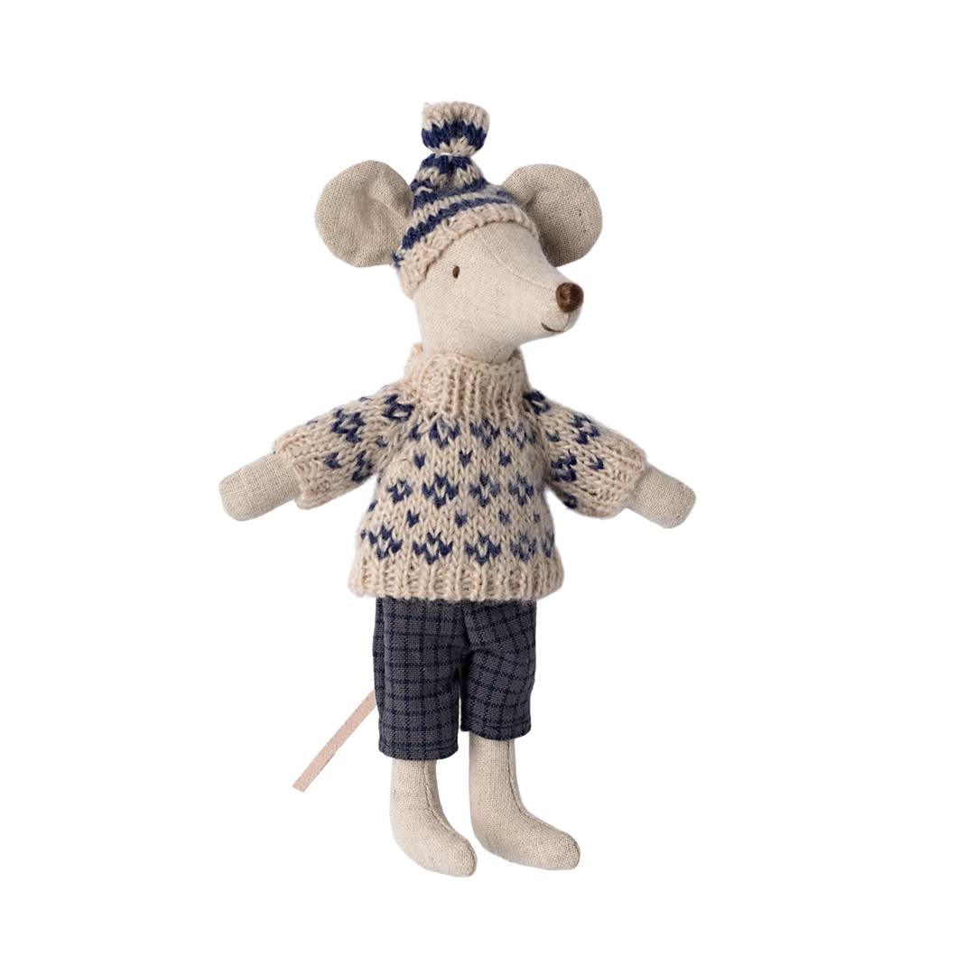 Maileg - Winter Mouse With Ski Set, Dad - Blue