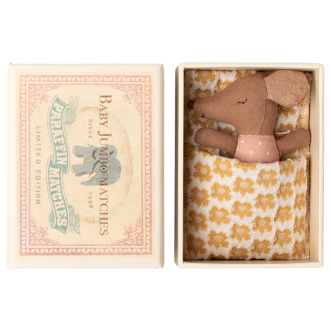 Maileg - Sleepy Wakey Baby Mouse In Matchbox Rose