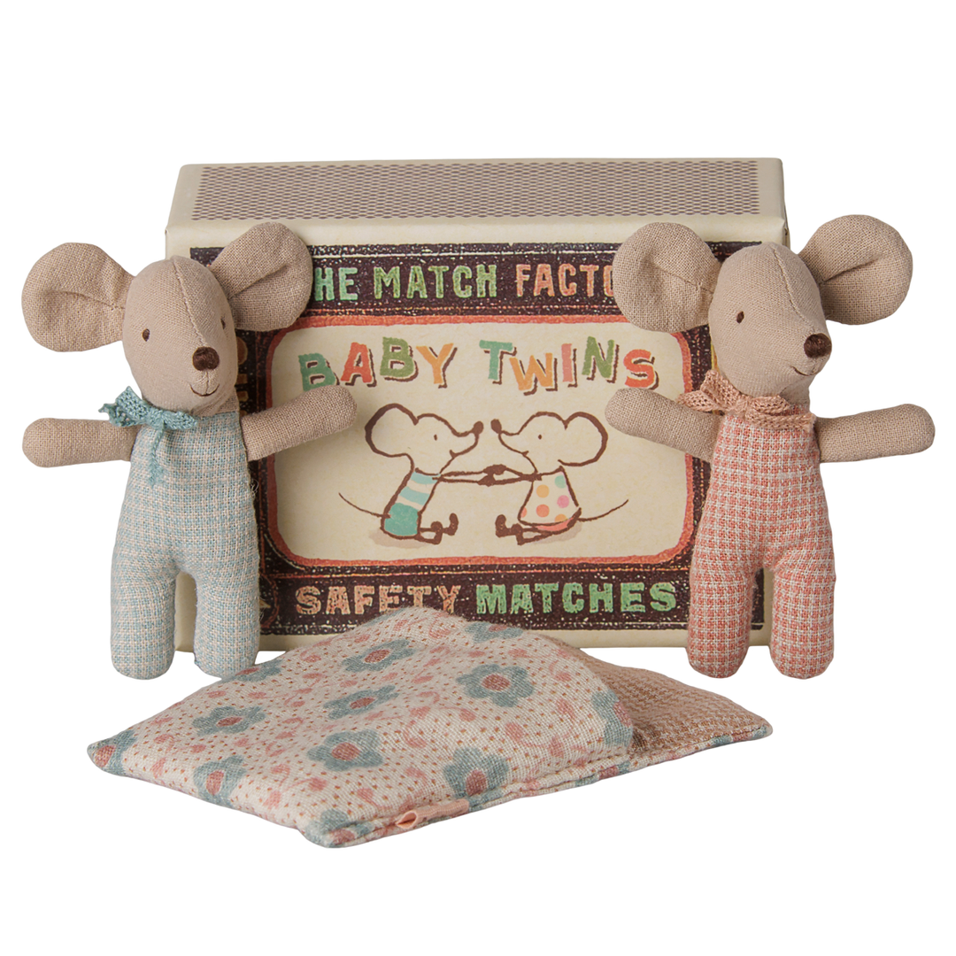Maileg - Baby Twins in Matchbox - Checker