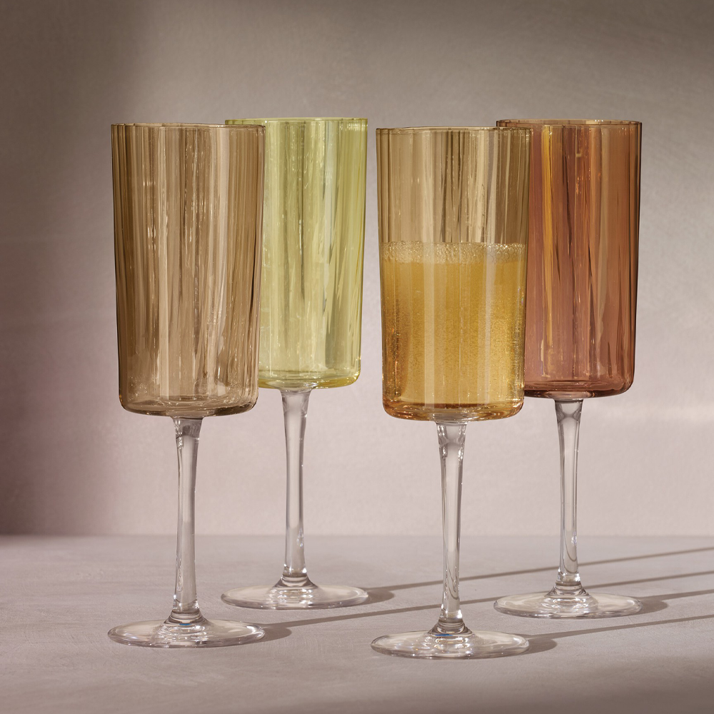 Amber Gem Champagne Flutes Set of Four