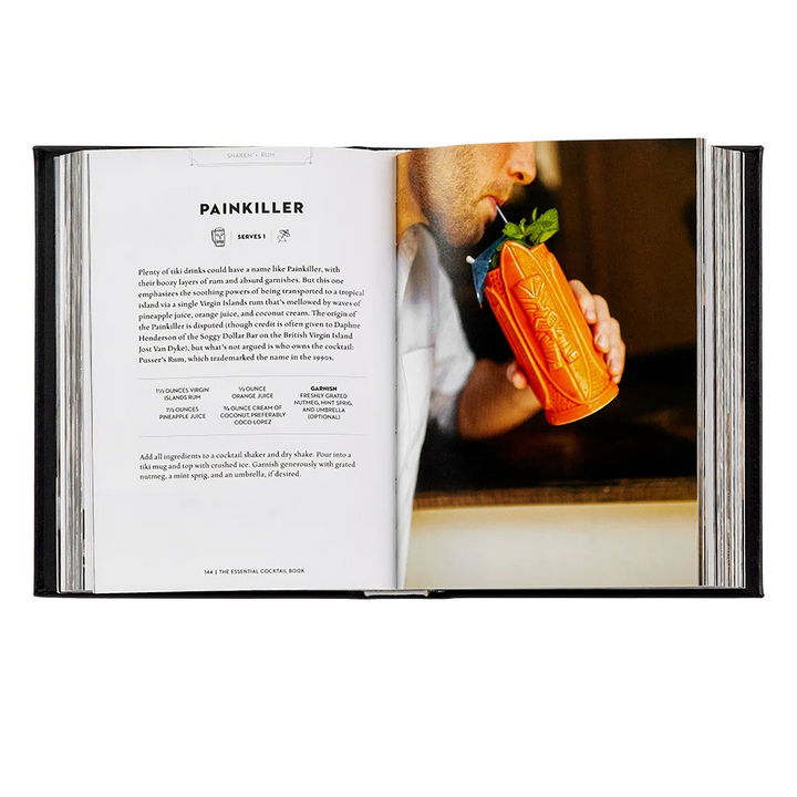 Essentials Cocktail Book - Black Bonded Leather