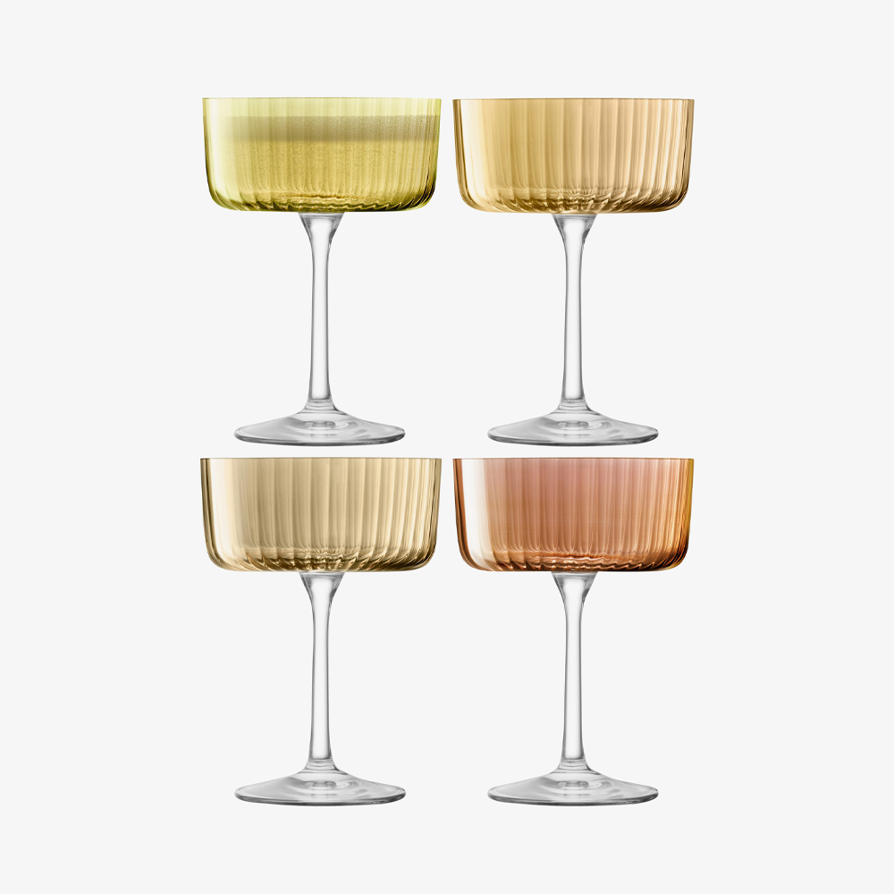 Amber Gem Champagne Coup Cocktail Glasses Set of Four