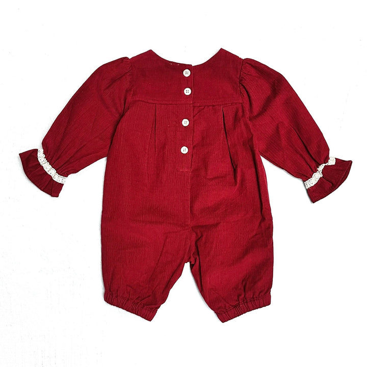 Embroidered Corduroy Jumpsuit Pinto Red