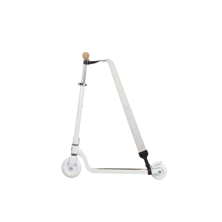 Three Wheel Scooter White With Cream Carry Strap