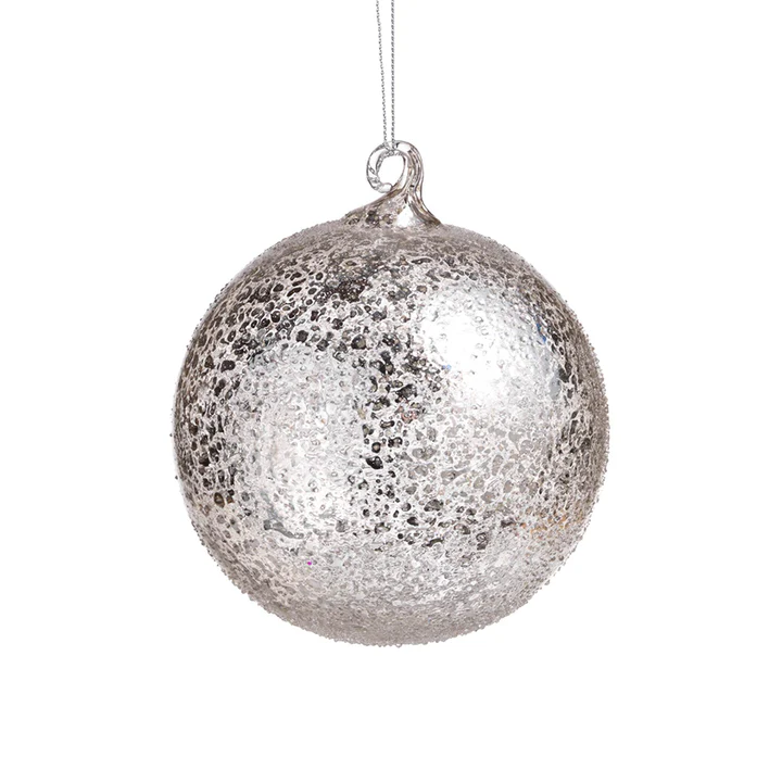 Antiqued Silver Ball Ornament