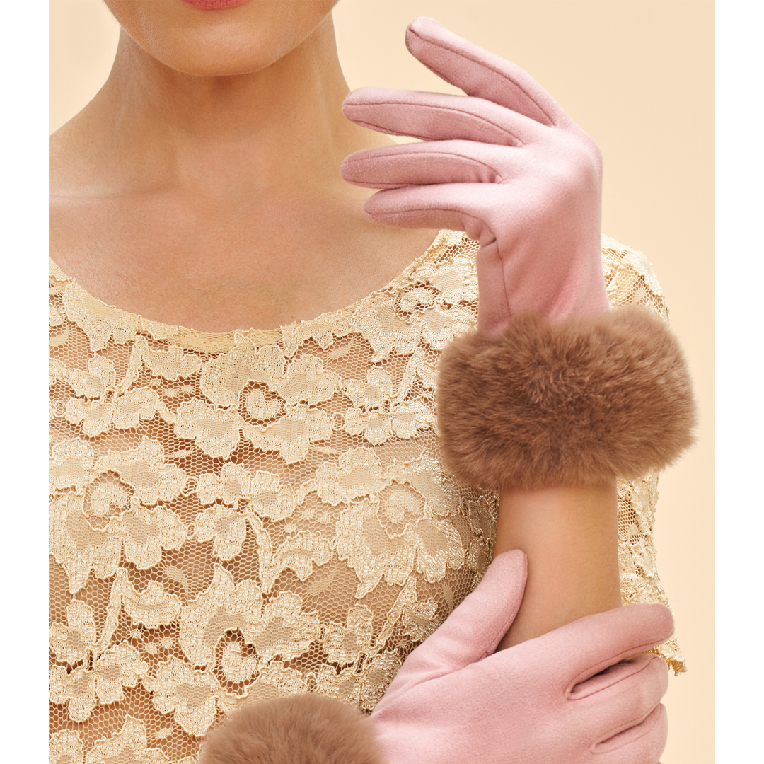 Bettina Faux Fur Cuff Gloves - Petal & Teddy