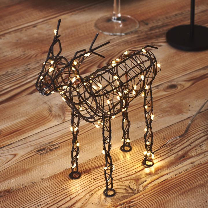 LED Brown Wire Reindeer Table Light Large