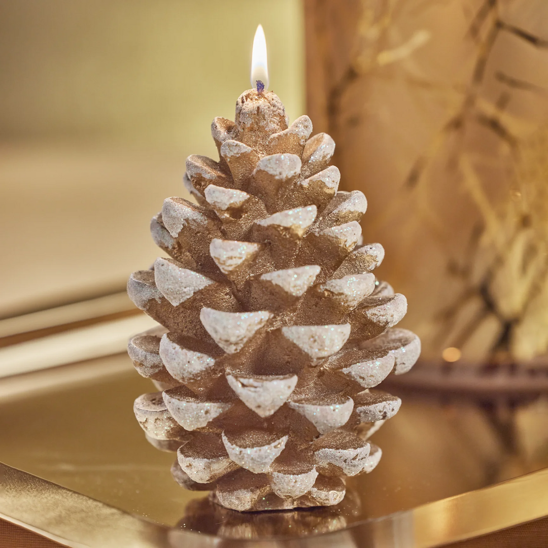 Gold Glitter Pinecone Candle