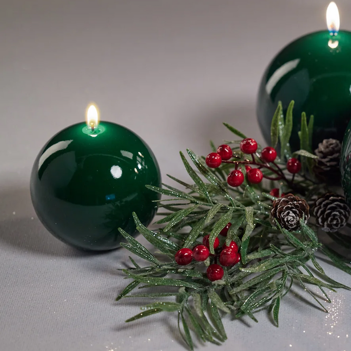 Dark Green Lacquer Ball Candle 3.5"