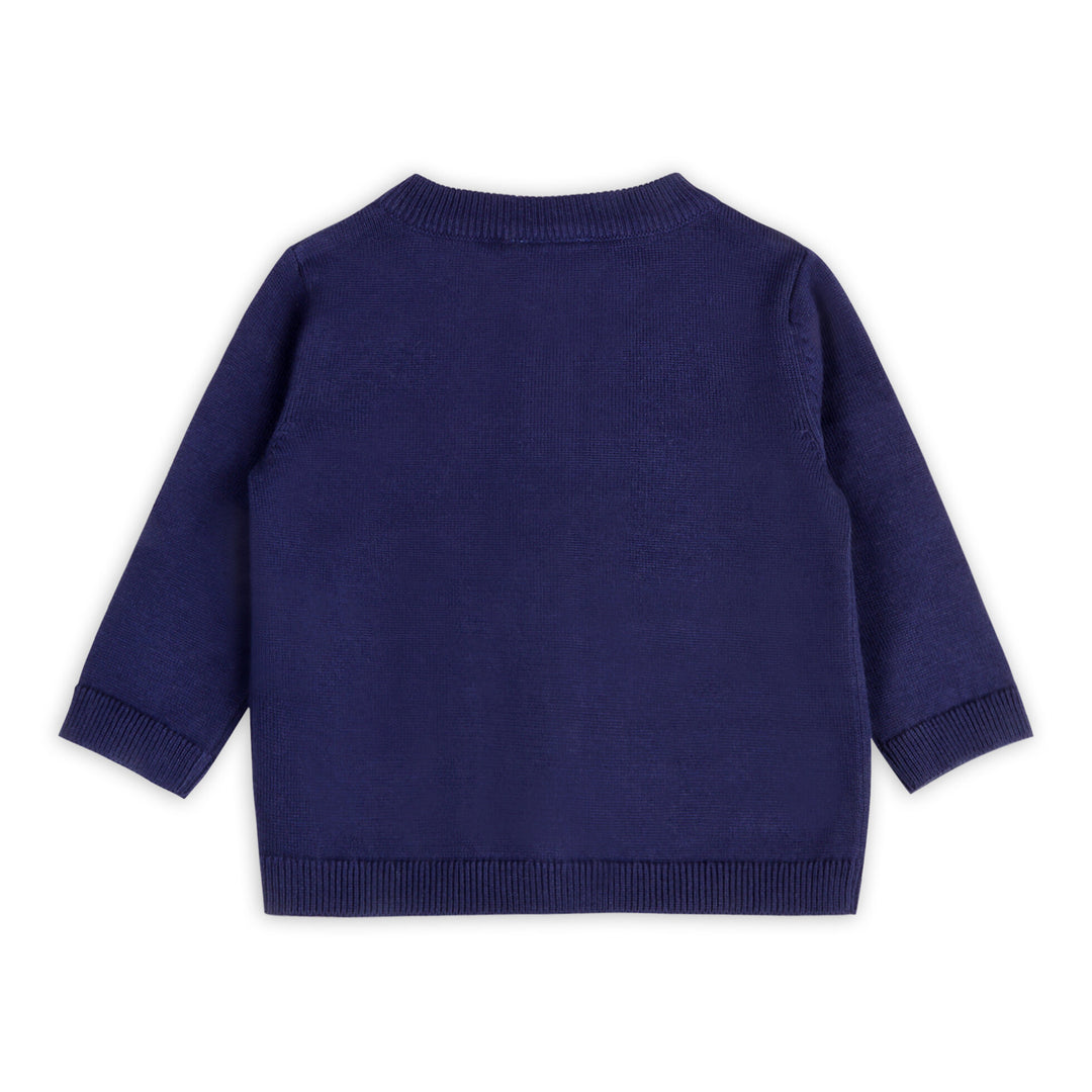 Organic Cotton Dog Pocket Embroidered Sweater Knit Baby Cardigan