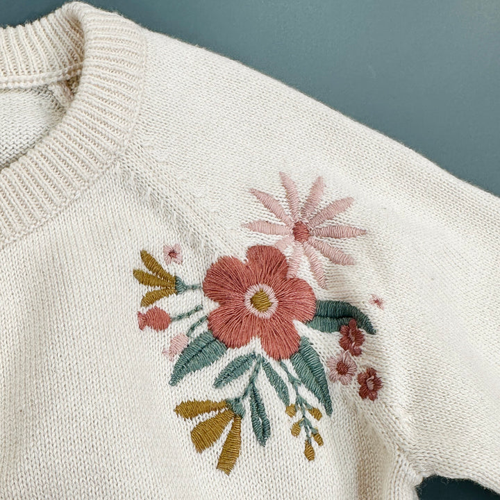 Organic Cotton Duck Mommy & Me Embroidered Baby Cardigan Sweater