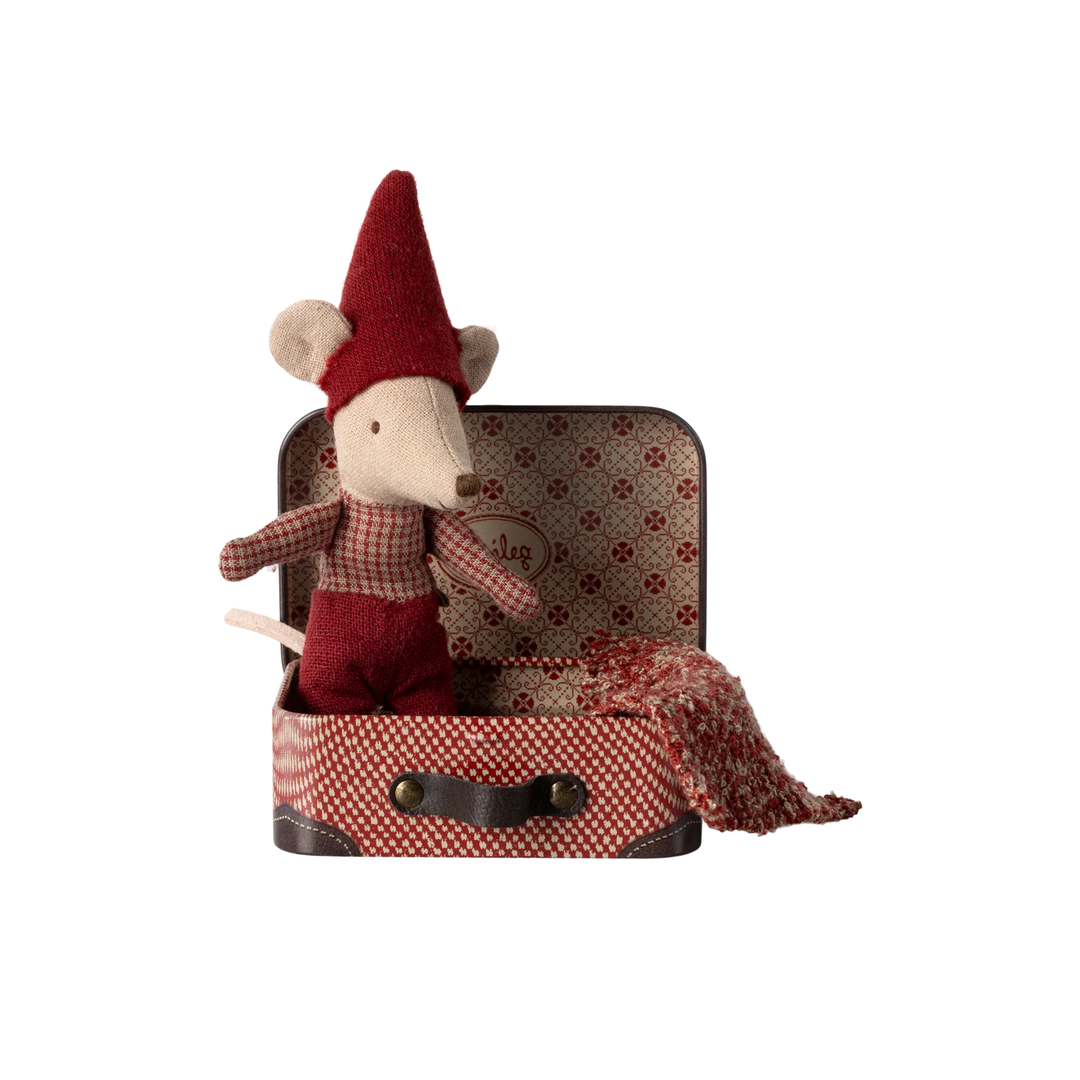 Maileg - Christmas Mouse Baby In Suitcase