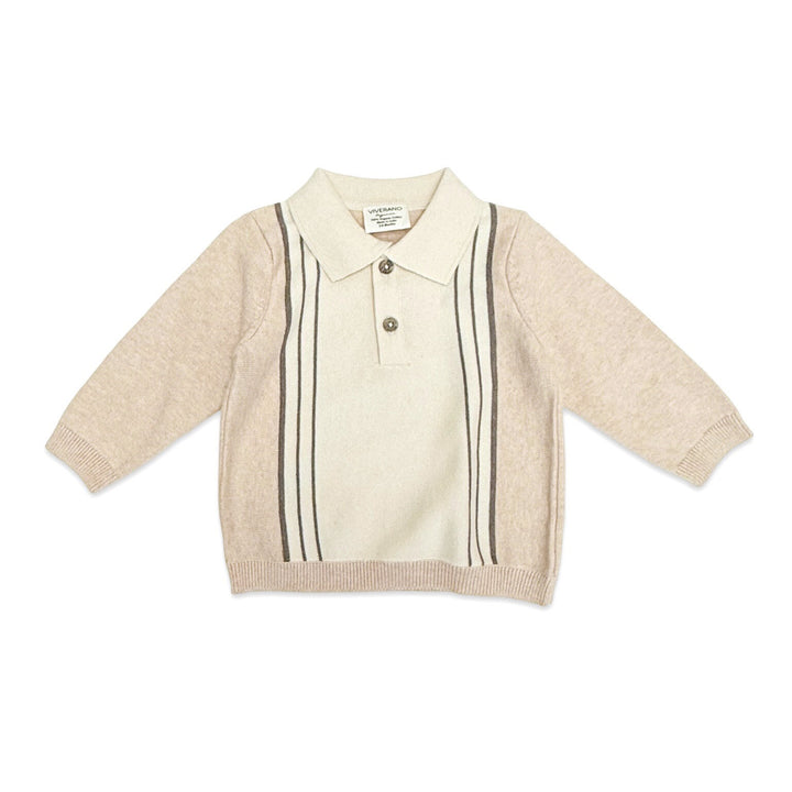 Organic Cotton Classic Stripe Polo Knit Baby Pullover & Pant Set