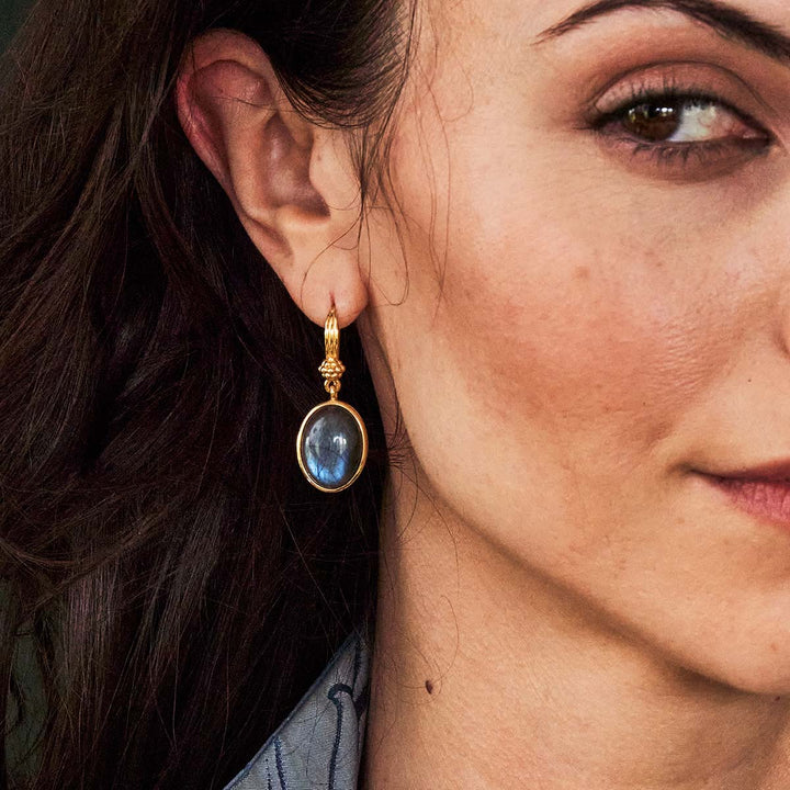 Cleopatra Oval Labradorite Drop Earrings