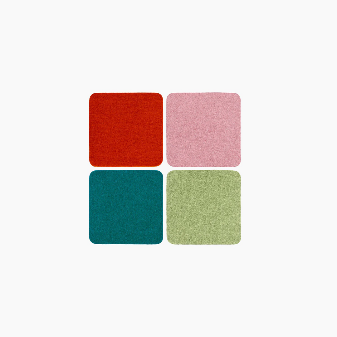 Set of Four Square Felt Coasters - Happy Mix