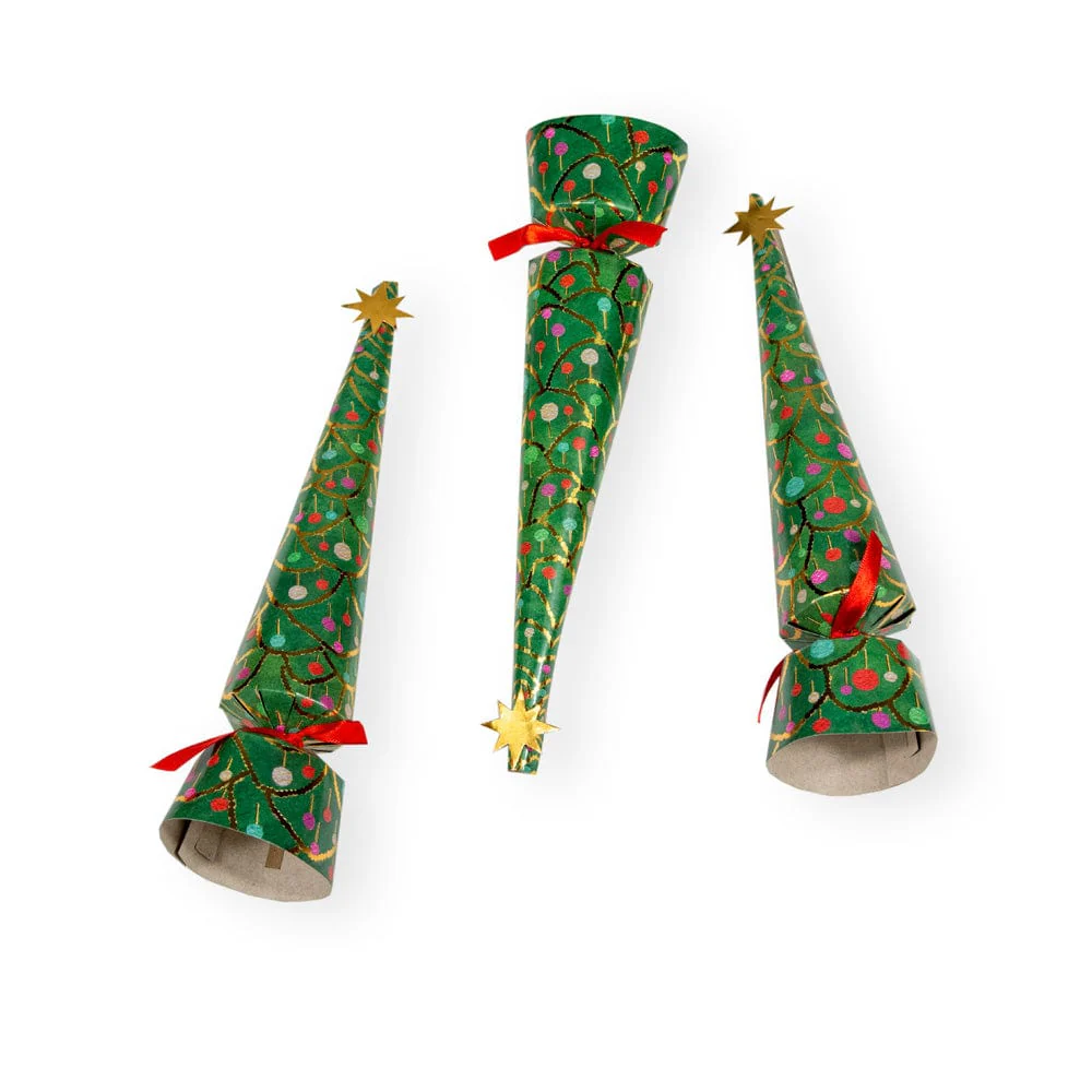 Merry & Bright Christmas Cone Crackers - Set of 8