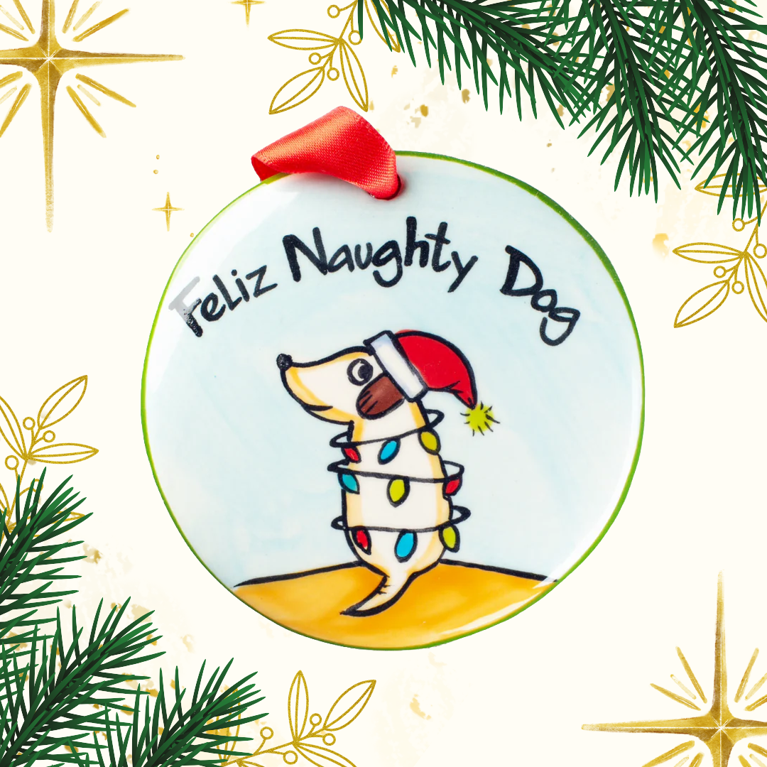 Feliz Naughty Dog Ornament