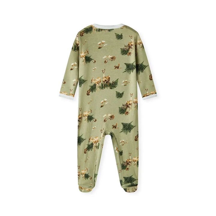 Organic Cotton Zipper Footed Romper Forest Party