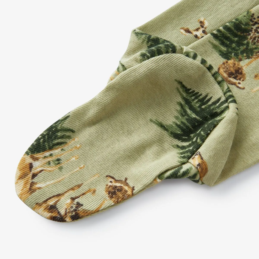 Organic Cotton Zipper Footed Romper Forest Party