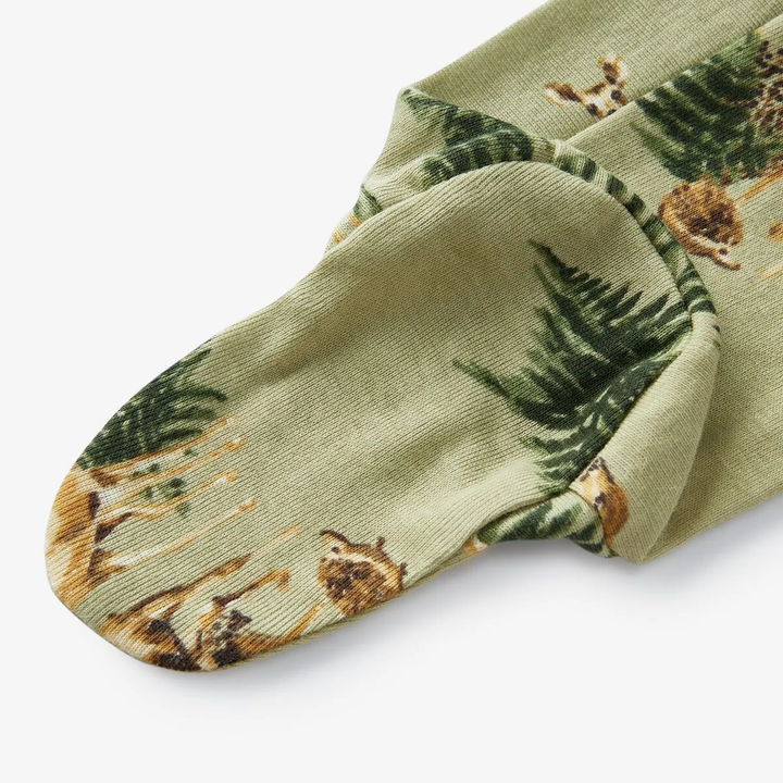Organic Cotton Zipper Footed Romper Forest Party