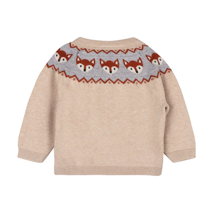 Organic Cotton Fox Jacquard Fair Isle Sweater Knit Baby Pullover