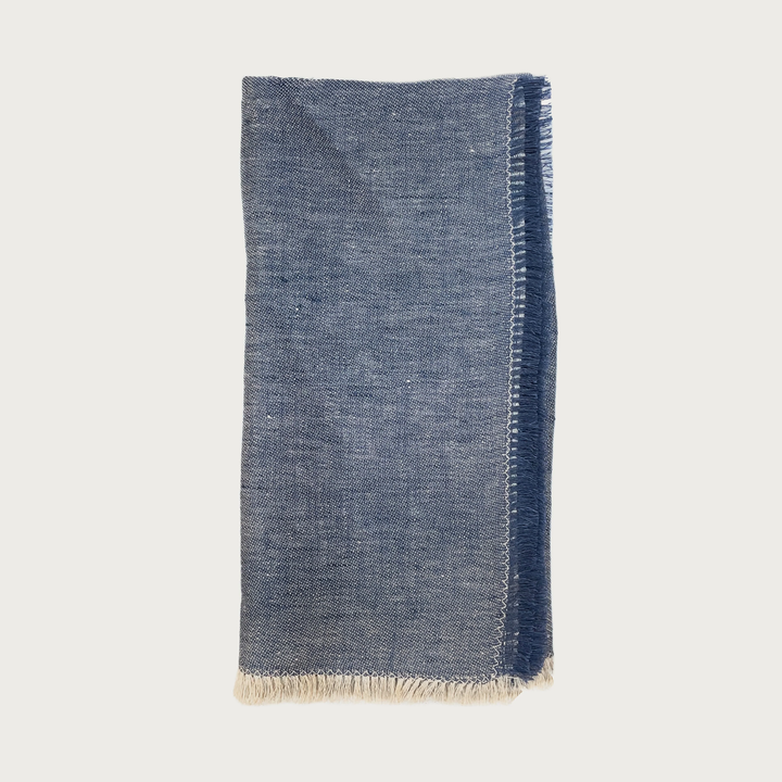 Luce Fringe Soft Napkin in Denim