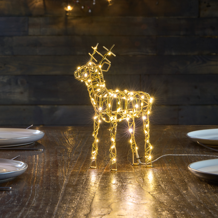 LED Gold Wire Reindeer Table Light Large