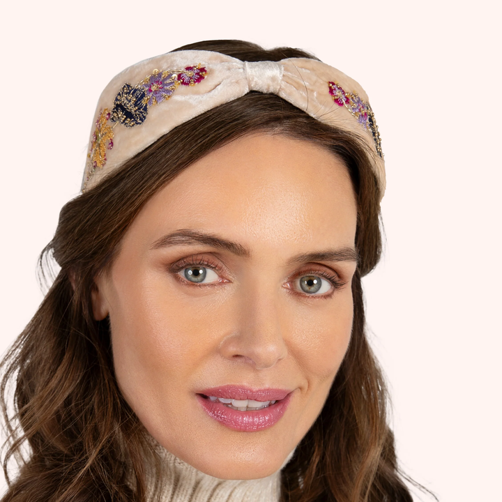 Velvet Headband Cream Posy